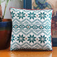 Printed Cushion Cover with Cord Piping and Antique Golden Zari Cotton Polyester Green - 16in x 16in