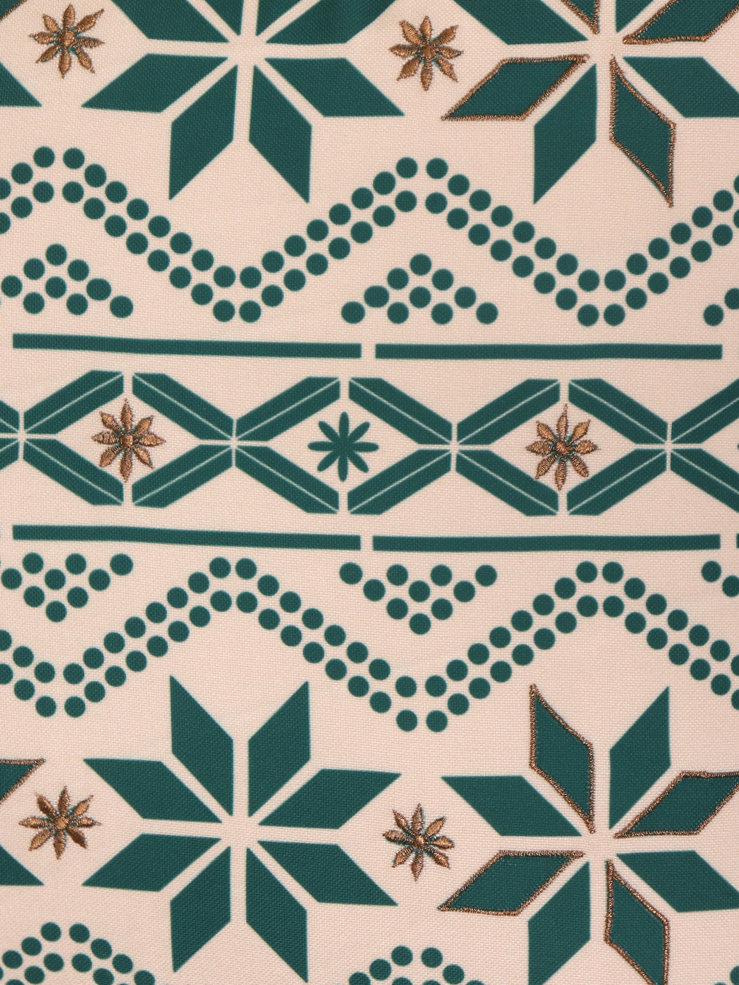 Printed Cushion Cover with Cord Piping and Antique Golden Zari Cotton Polyester Green - 16in x 16in