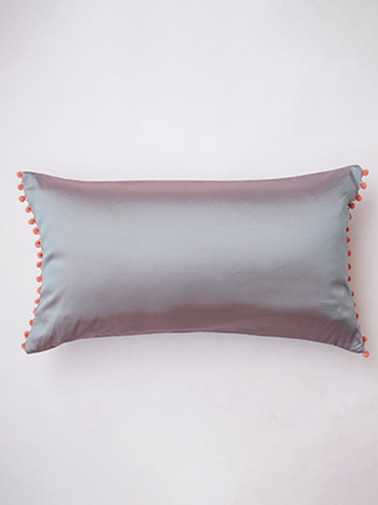 Cushion Cover 100% Polyster PomPoms Teal - 12" X 22"