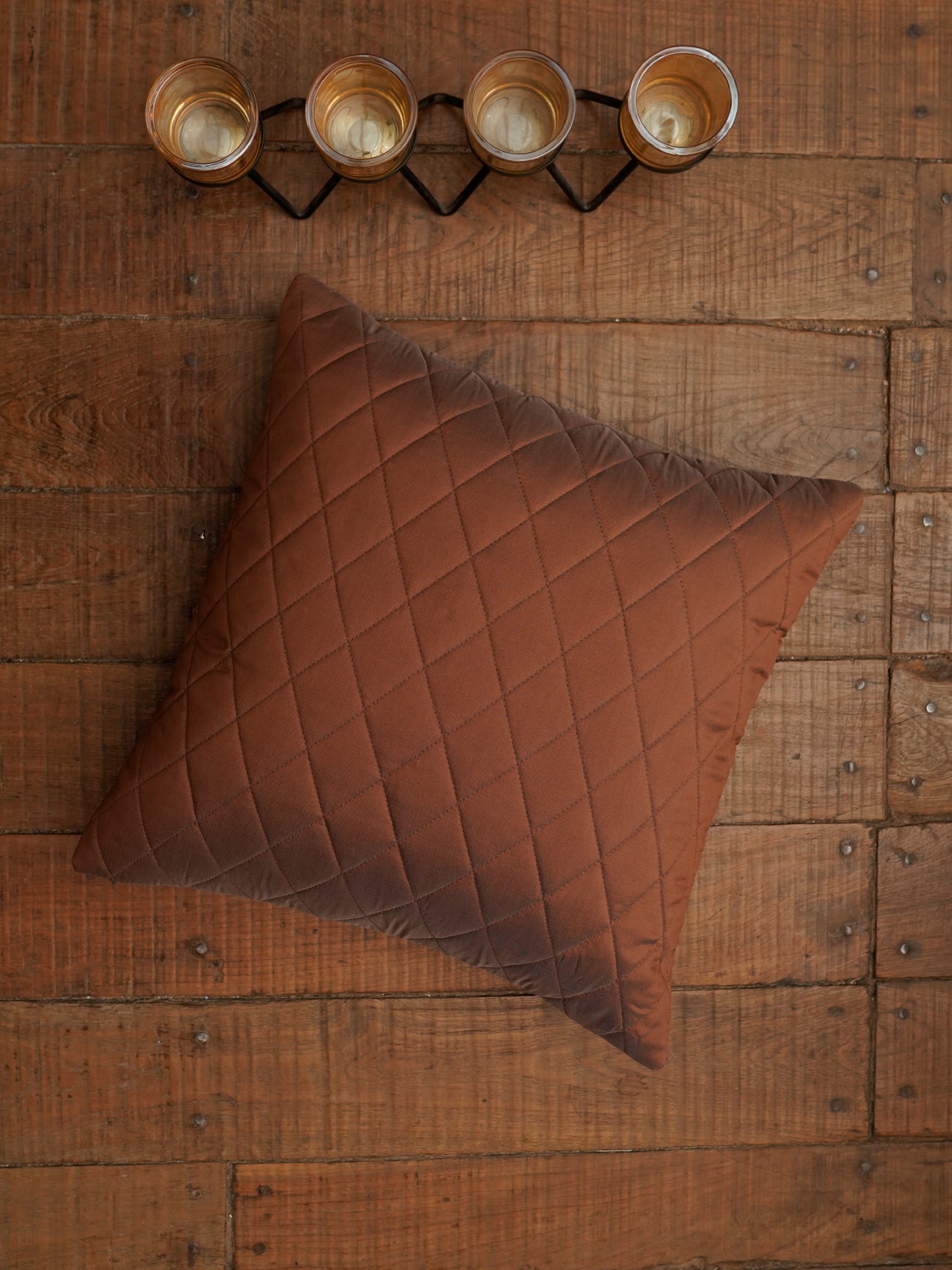 Cushion Cover Diamond Quilted Polyester Blend Orange - 16" x 16"