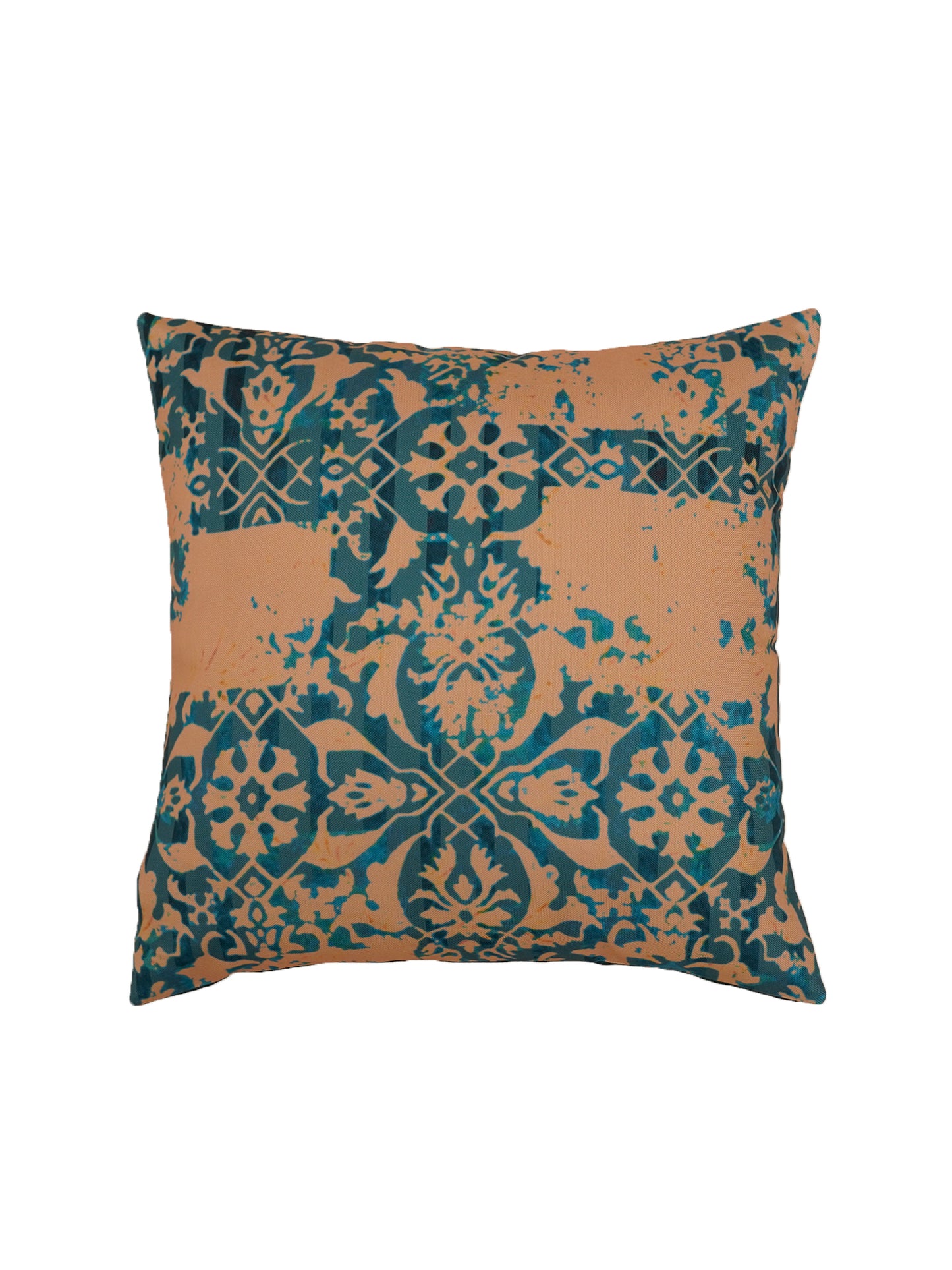 Cushion Cover Polycanvas Ocher Blue Contemporary Ocher Blue - 16" X 16"