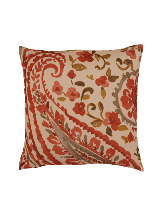 Cushion Cover Polycanvas Paisley Printed Red - 16" X 16"