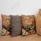 Cushion Covers Set Of 3 Polycanvas Printed Tribal Forest Multi- 16" X 16"