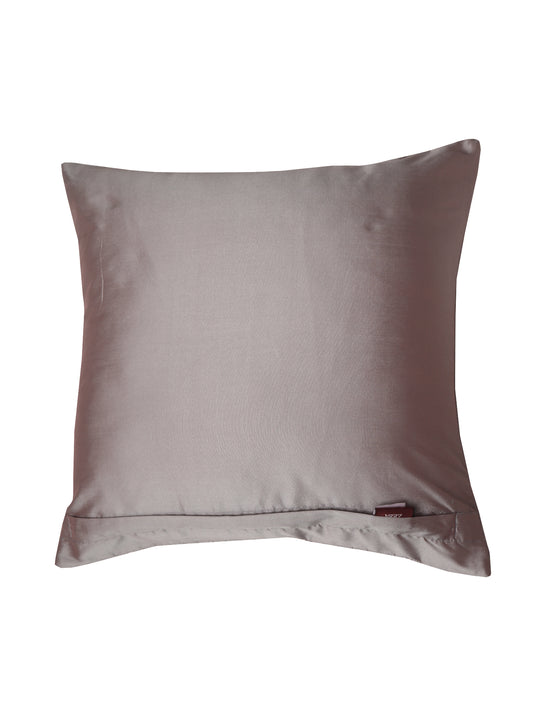 Cushion Cover Polyester Zari Embroidery with Self Quilting Dark Grey - 16"x16"