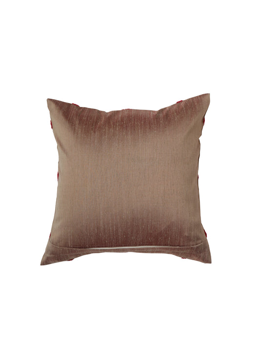 Cushion Cover Towel Embroidered Bohemian Polyester Blend Grey - 16" X 16"