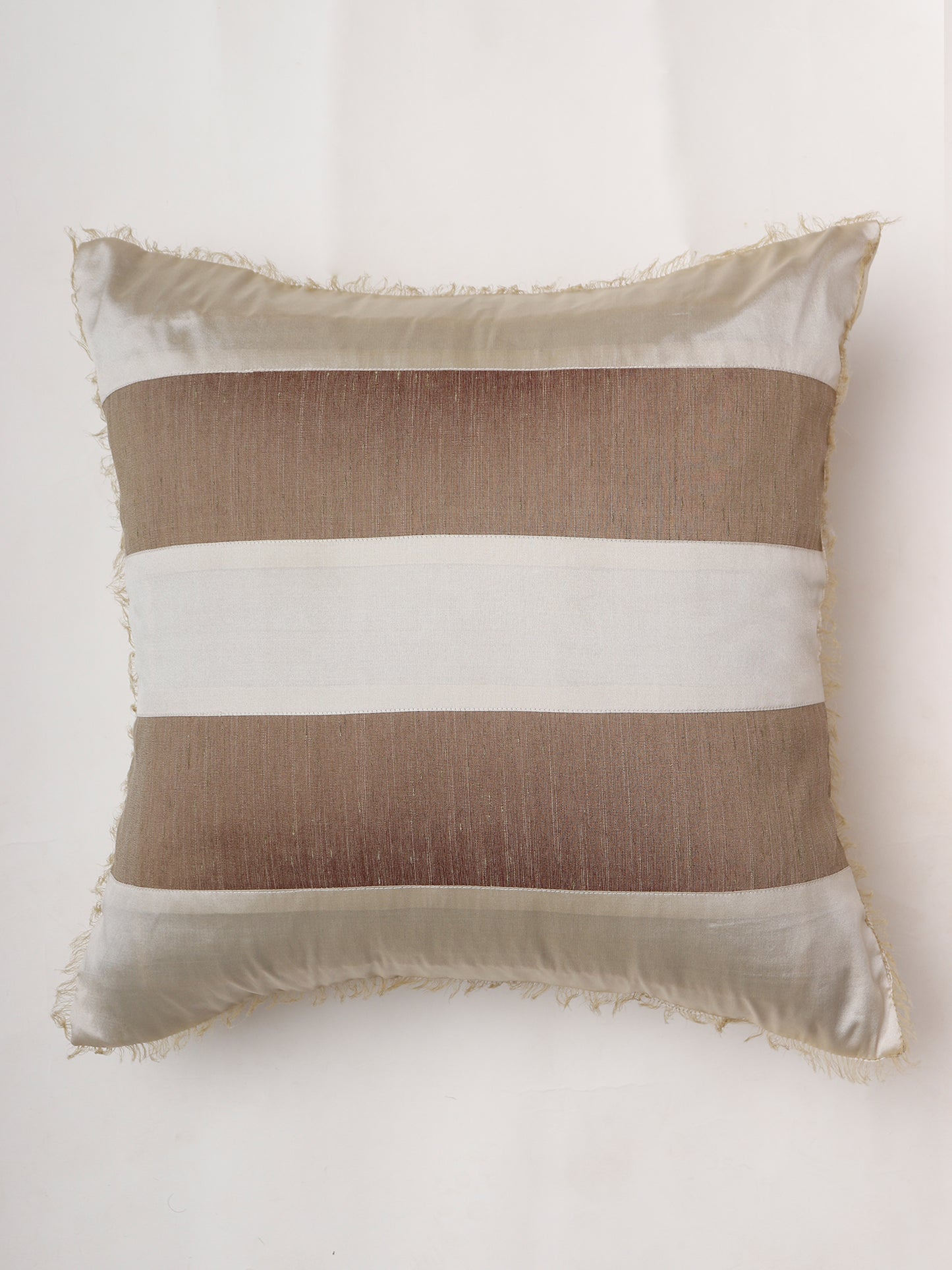 Cushion Cover Technique Patchwork with Frayed Edges Polyester Blend OffWhite - 16" x 16"