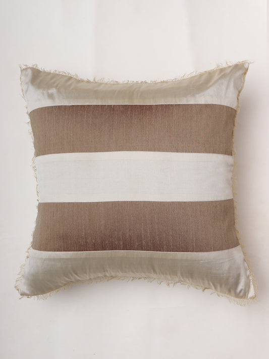 Cushion Cover Technique Patchwork with Frayed Edges Polyester Blend OffWhite - 16" x 16"