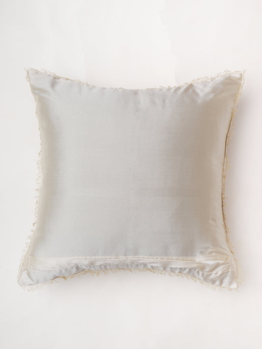 Cushion Cover Technique Patchwork with Frayed Edges Polyester Blend OffWhite - 16" x 16"