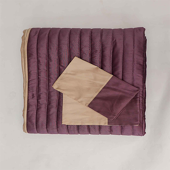 Quilt with 2 Pillow Shams Decorative Polyester Self Textured Reversible Purple/Cream - (90" X 108" ; Pillow - 17" X 27")