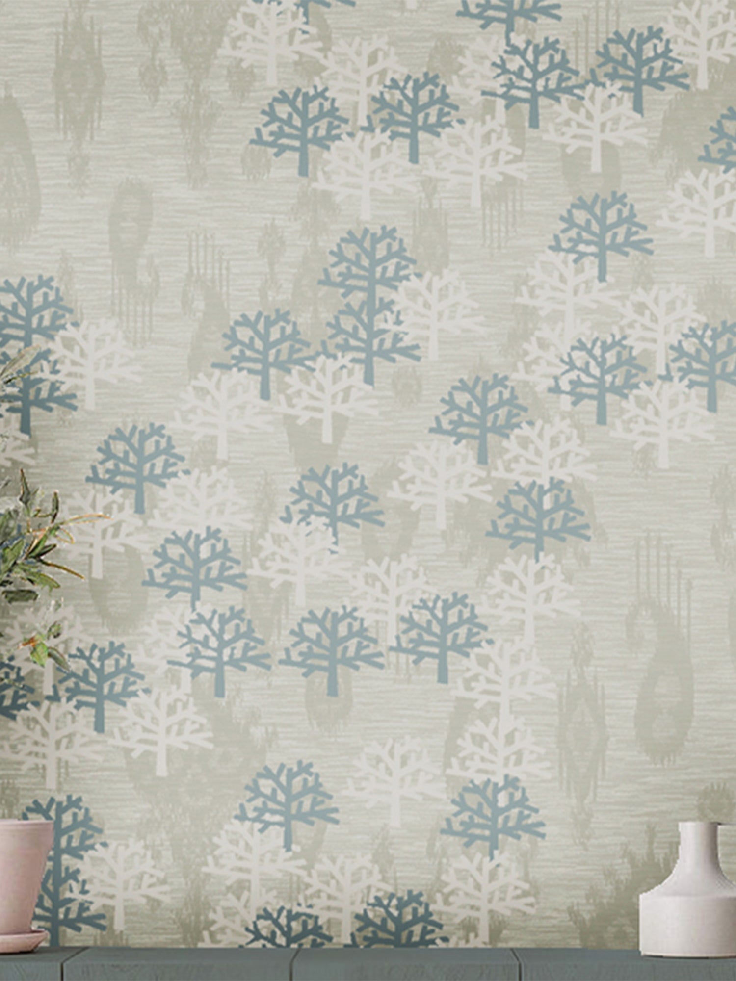 Wallpaper Non Woven/Canvas - Snowflake Trees (1 sqft)