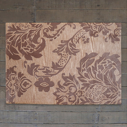 Carpet Hand Tufted 100% Woollen Classic Brown Damask - 4ft X 6ft