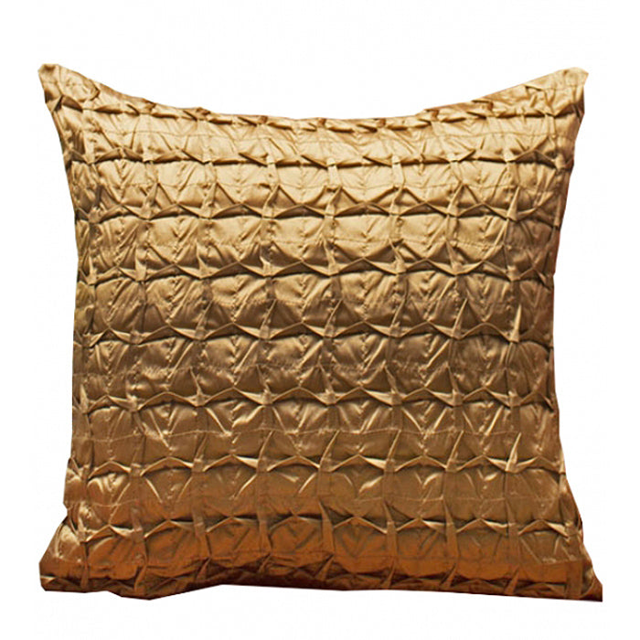Cushion Covers Set Of 3 Polyster Box Pleated Black And Yellow  - 16"X16"