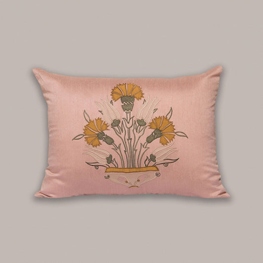 Embroidered Cushion Cover Polyster Peach - 14"X19"